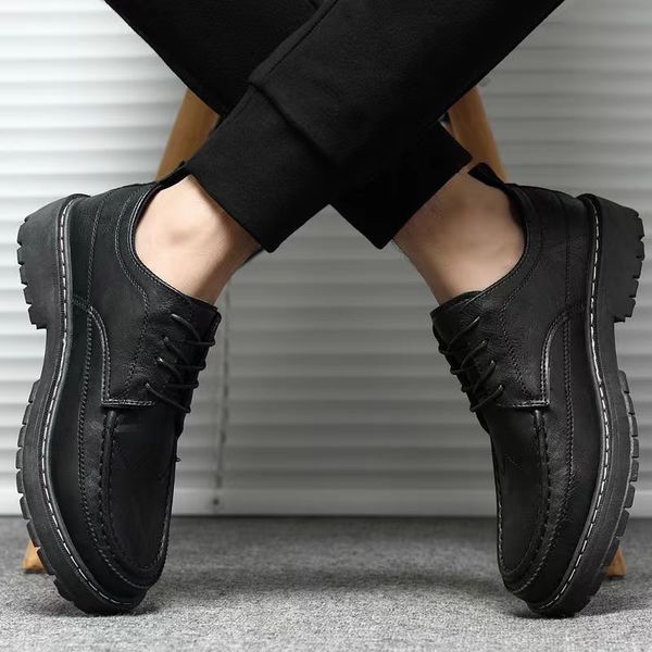 

men's shoe increased business leather shoes korean version trend of non-slip leisure small black shoes work333333