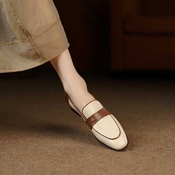 

dress shoes square headed small crowd color matching single shoes women's flat soled summer white commuting shoes in spring, Black
