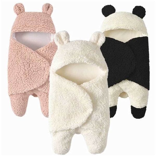 

thick warm plush baby swaddle cartoon panda modeling born baby sleeping wrap blanket pography prop for babies boys girls 211023