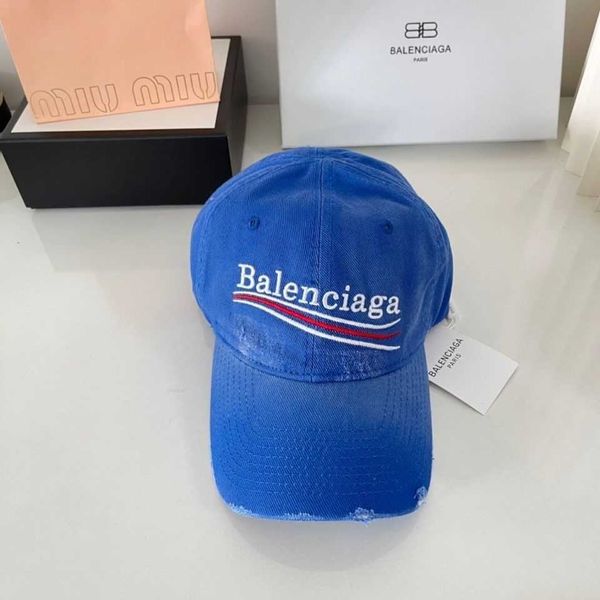 

beanie designer balencigass bonnet hat ball winter new paris caps baseball washed denim cotton worn out sun protection fashion for men and w, Blue;gray