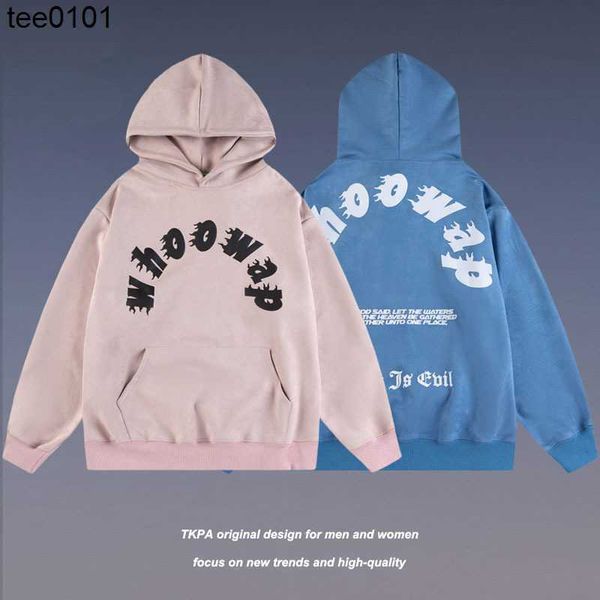 

tkpa hip hop hoodies suede gok sweater for men and women fashion brand american street oversize hoodie couple coat, Black