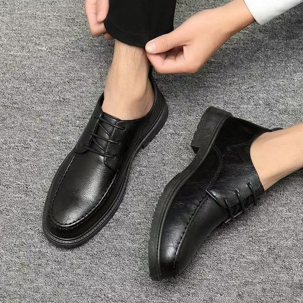 

men's shoe increased business leather 5333 shoes korean version trend of non-slip leisure small black shoes work
