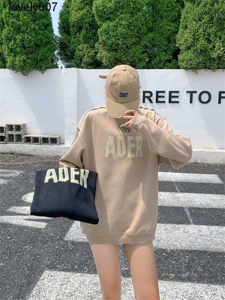 

men's hoodies designer sweatshirts ader autumn new origami ader print letter casual loose korean solid round neck pullover couple sweat, Black
