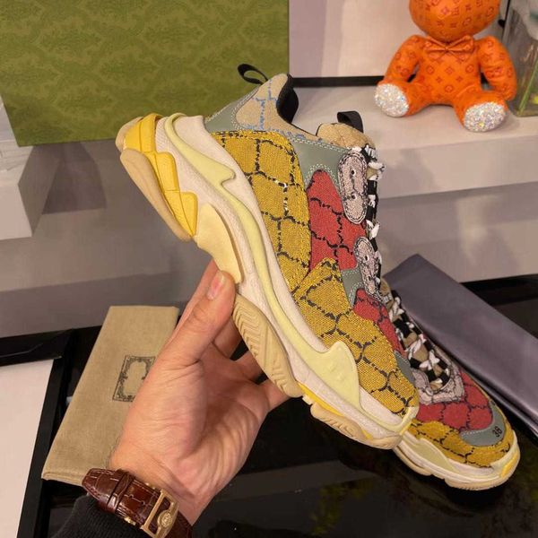 

casual shoes sneakers thick trainers rhyton sneaker cooperate multicolor letter printing platform designer women men hacker project triple s, Black