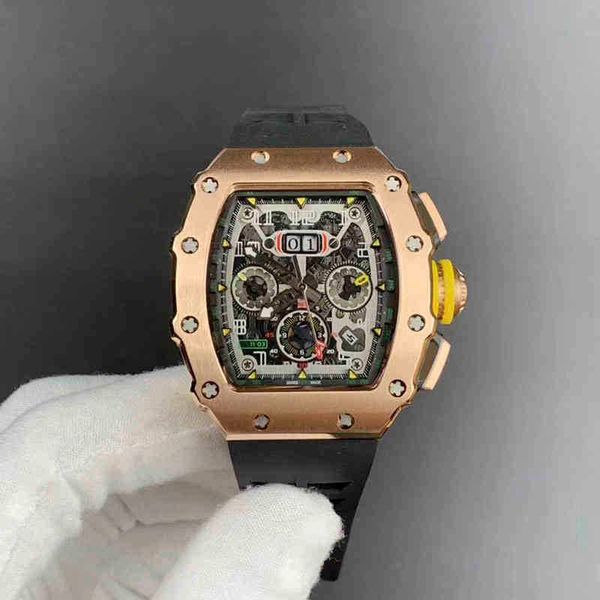 

richa millers wristwatch automaton mechanical luxury watch 11-03 multifunctional timing alloy skeleton gmt clock reloj fashion mens watches, Slivery;brown
