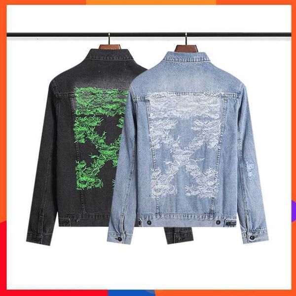 

men's jacket 2022 early autumn new offs styles style dense grass arrow casual denim for men and women, Black;brown