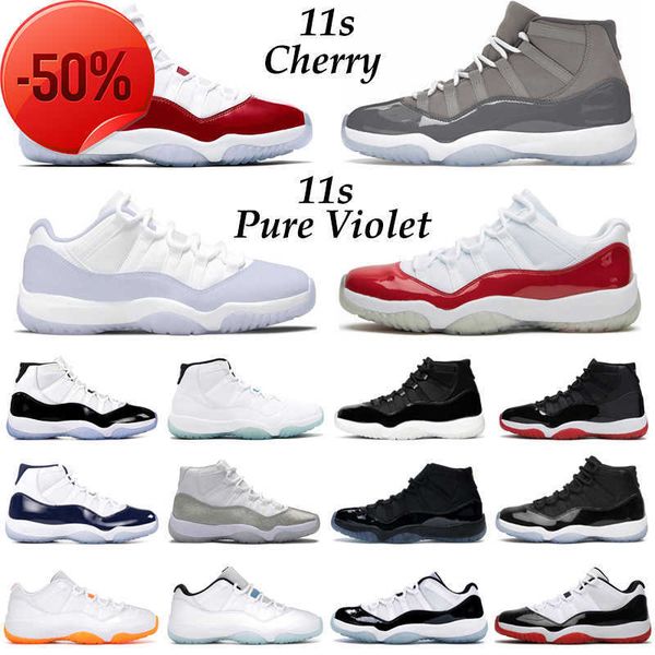 

boots 2022 jumpman 11 cherry basketball shoes men women 11s low pure violet midnight navy cool grey bred concord 45 mens trainers sport snea, Black