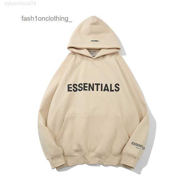 

hoodies sweatshirts dhstreetwears feal essentials reflective three dimensional letter sweater hoodie fog plush coat fashion designera3dy, Black