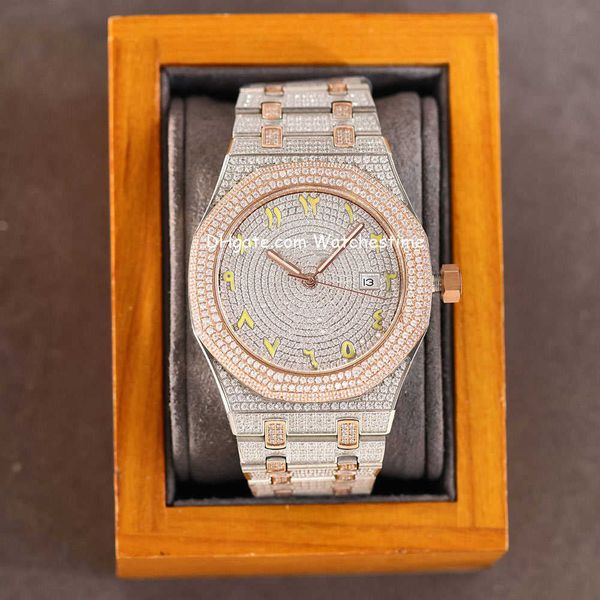 

2023wristwatches handmade diamonds watch mens automatic mechanical watch 40mm with diamond-studded steel 904l sapphire busins wristwatch mon, Slivery;brown
