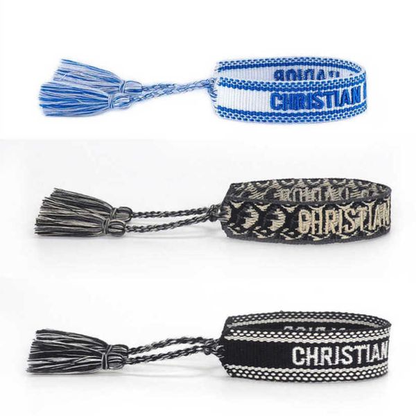 

bracelets luxury fashion women's d brand bangle designer embroidered braided bracelet wedding bohemian letter hand rope trinket men gir, Black