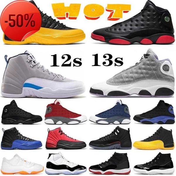 

boots basketball shoes for men women 12s wolf grey utility grind reverse flu game twist indigo 13s houndstooth flint black cat chicago