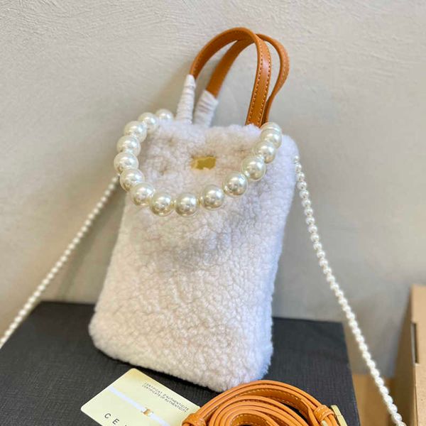 

shoulder bag lambs wool mini pearl tote bag designer bag women autumn winter plush messenger vintage bags crossbody purse handbag 221013