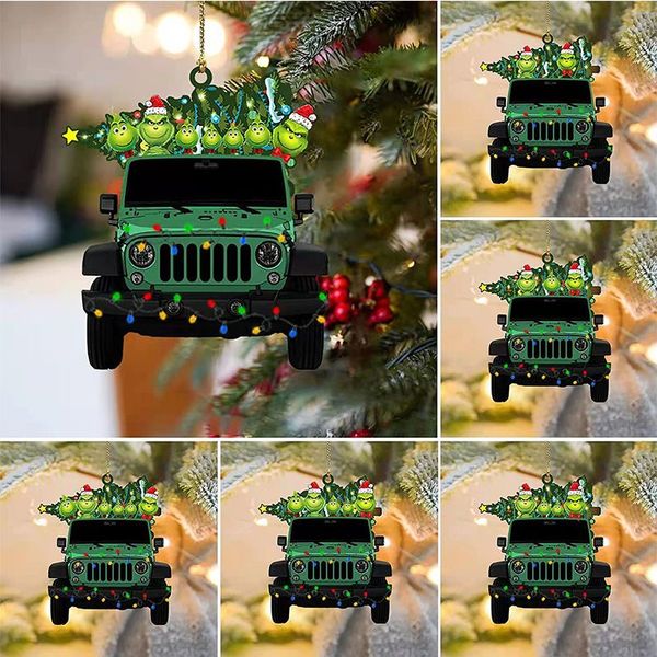 

christmas tree grinch pendant acrylic double sided printed 2022 family friends holiday atmosphere decoration