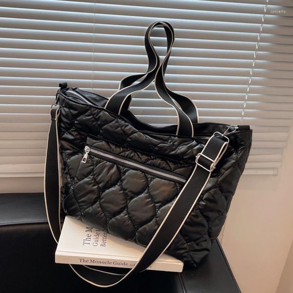 

evening bags quilted space cotton shoulder bag for women large capacity totes padded down handbag winter warm portable handle bolsas