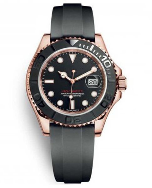 

wristwatches digner rose gold black dial two-way rotating rubber strap automatic mechanical men's stainls steel watch, Silver