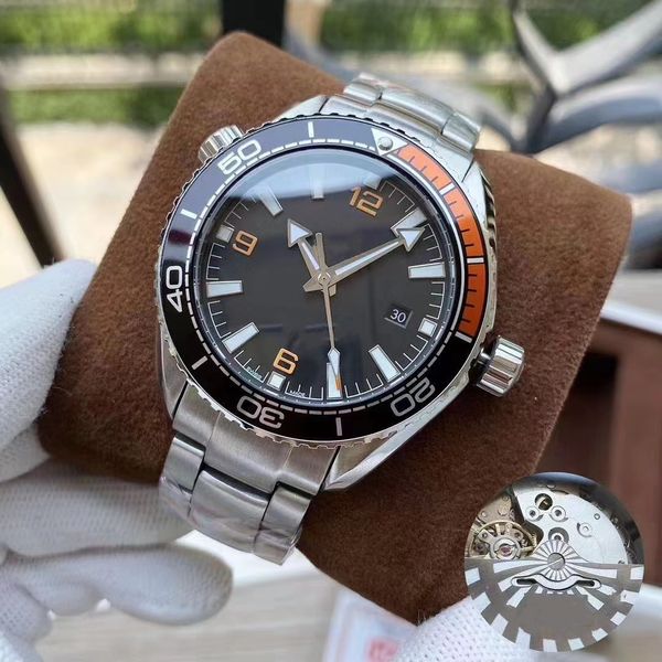 

men's casual business watch 43mm automatic mechanical 316l stainless steel strap watch, Slivery;brown