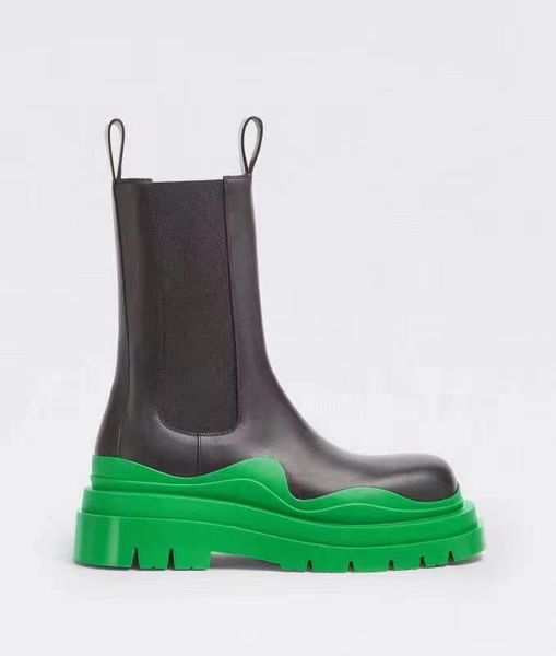 

luxury designer leather tire chelsea boots women genuine leather booties ankle winter autumn shoes sneakers, Black