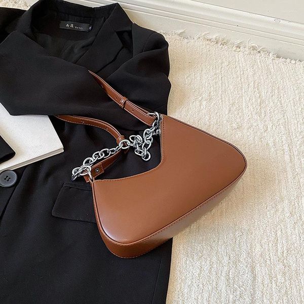

evening bags fashion underarm bag simple pu leather shoulder for women 2022 zipper handbag female casual retro crossbody shopper hobo
