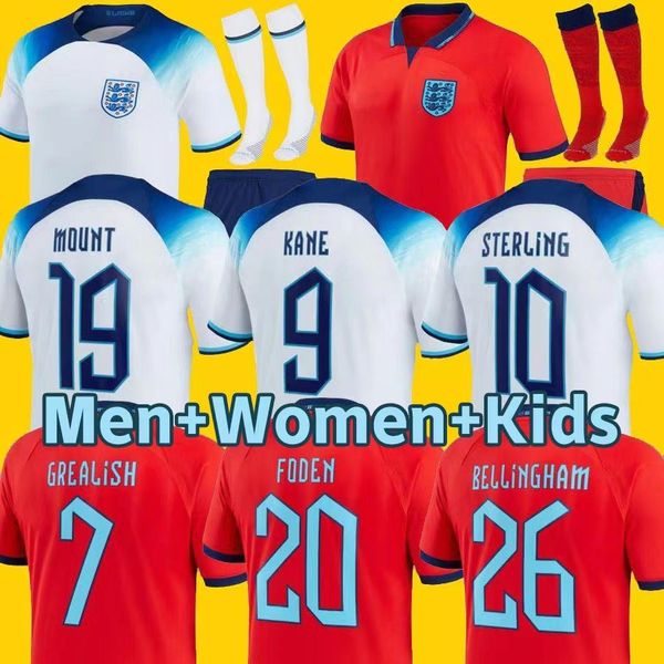 

23/24 englands mens soccer jerseys kids kit sets home away national football shirts uniform kane foden sterling saka rashford sancho mount g, Black;yellow