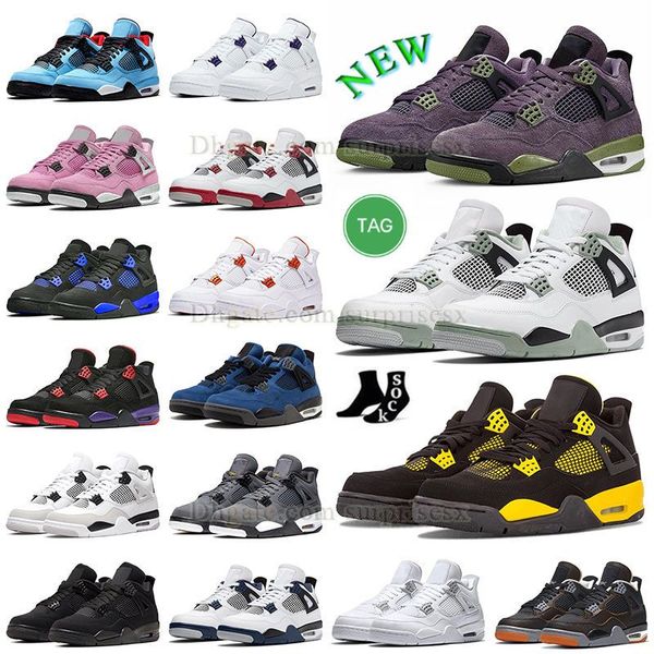 

thunder 4s mens basketball shoes designer jump man 4 military black cats red thunder white cement midnight navy blue messy room sneakers j4