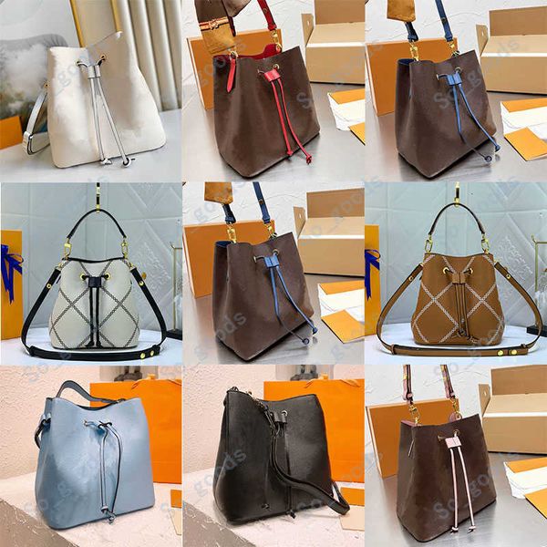 

evening bag designer neonoe drawstring removable adjustable strap shoulder neo summer noe bags luxury print letters embossed leather women b