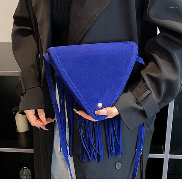 

evening bags tassel design women fashion pack mini triangle waist bag vintage matte crossbody autumn winter shoulder
