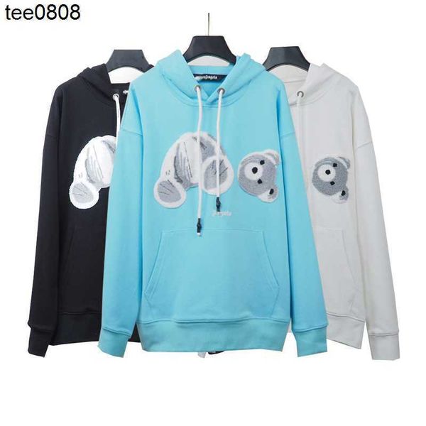 

paris palm hoodies angels sweater bear teddy bear hoodie long sleeve men's and women's fashion brand it sells well in america, Black