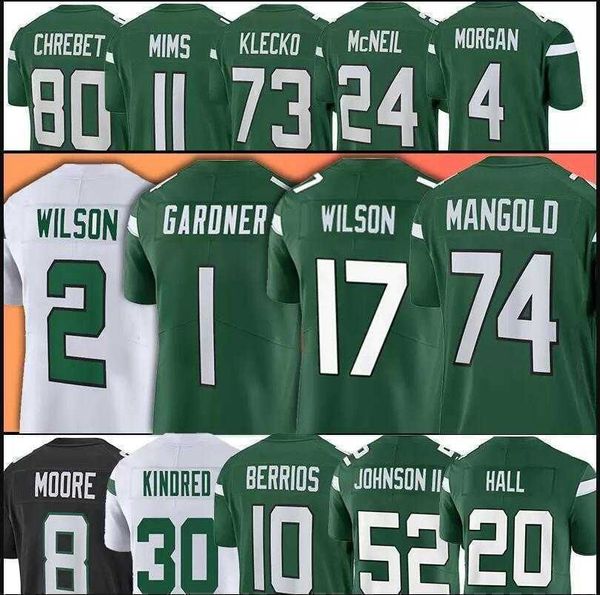 

zach wilson jersey custom new york''jets''mens cj mosley corey davis elijah moore jermaine johnson ii ahmad gardner garr, Black