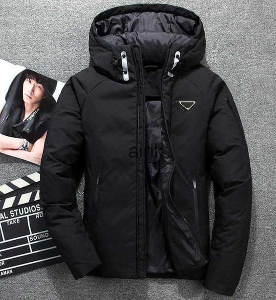 

white duck down jackets fashion casual hooded down jacket thickened warm outdoor sports down jacket outerwear parkas 7r6i, Black;white