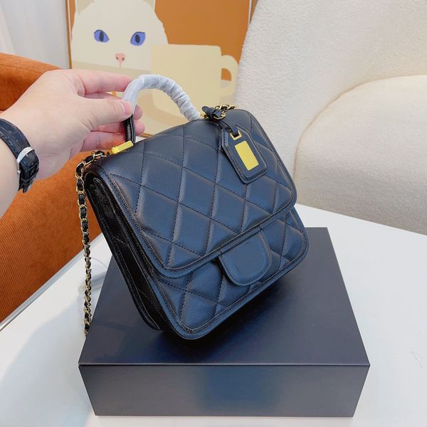 

22a womens designer tofu messenger bags caviar leather/patent calfskin classic mini flap quilted handle tote ghw crossbody shoudler sacoche