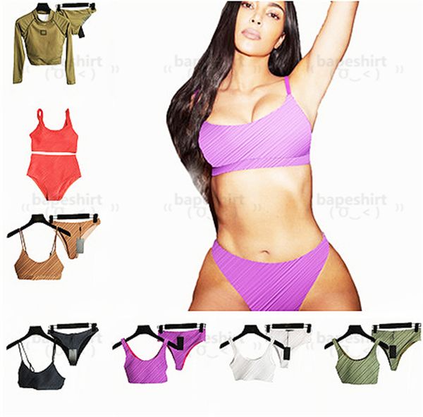 

letter plaid swimsuits luxury padded women's push up swimwear outdoor beach tourism vacation bandage designer swimwear, Black