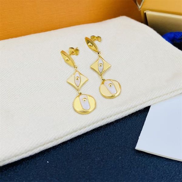 

luxury classic 4/four leaf white flowers charm designer earring 18k gold shell for girl wedding mother' day jewelry women gift, Golden