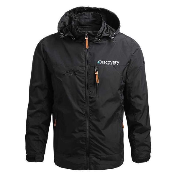 

men's jackets discovery channel men's waterproof jacket hooded coat outdoor coat windbreaker windproof spring and autumn coat fash, Black;brown