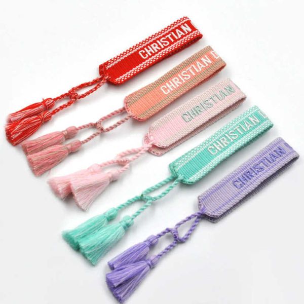 

luxury fashion bracelets women brand d designer bangle jewelry bohemian female embroidered letter hand woven tassel rope bracelet men girl f, Golden;silver