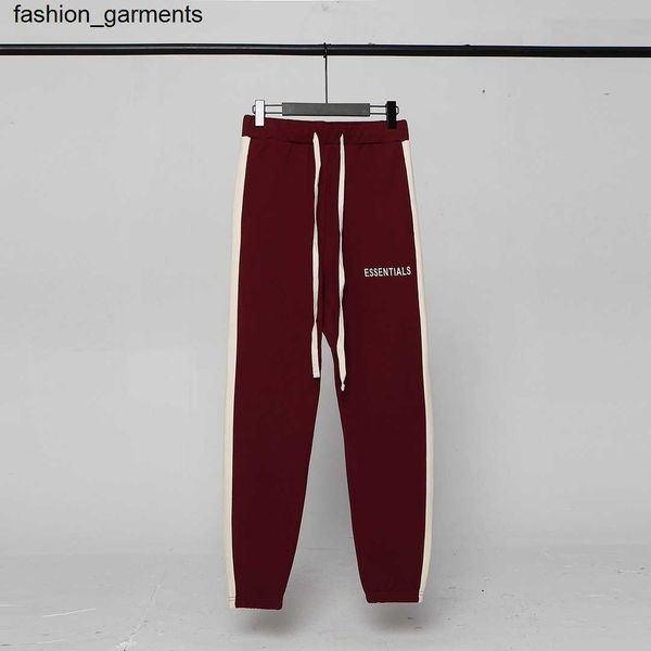 

designer essential drawstring splicing color contrast casual trousers, Black