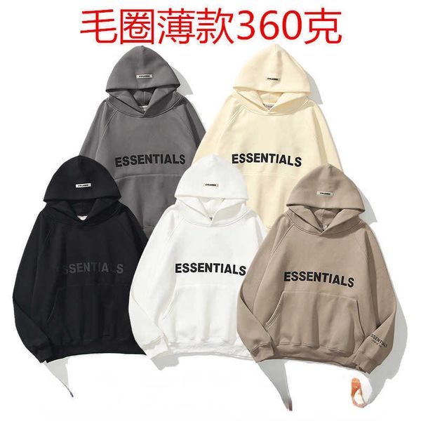 

men's and women's hoodies 2022 fashion high street brand essential autumn winter new style reflective three-dimensional letters lo, Black