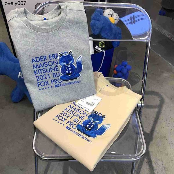 

men's hoodies designer sweatshirts ader sweater named loose fashion trend versatile fox embroidery lovers round neck pullover, Black