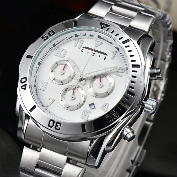 

luxury class men's quartz watch business sports multi-function three eye six needle calendar waterproof stainless steel watches, Slivery;brown