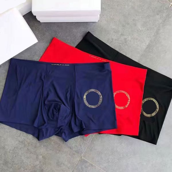 

men's boxer underpants premium briefs ice silky breathable middle waist no trace four angle pants medusa boxers, Black;white