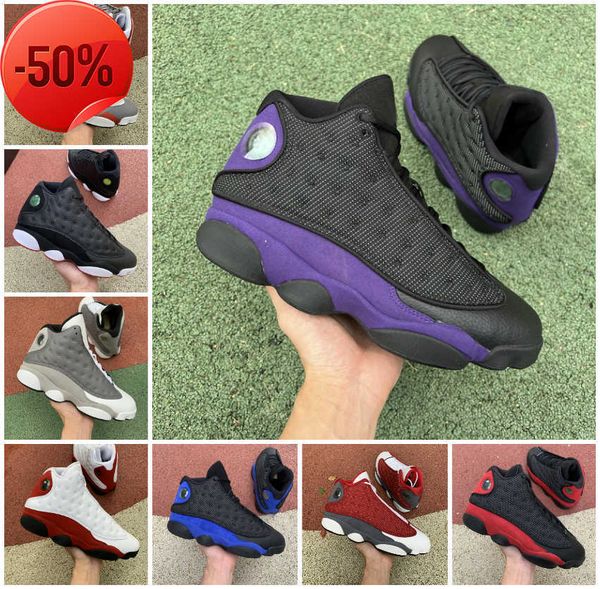 

boots mens 13 13s basketball shoes jumpman court purple obsidian reverse bred starfish lucky green hyper royal gym red flint grey brave fren, Black