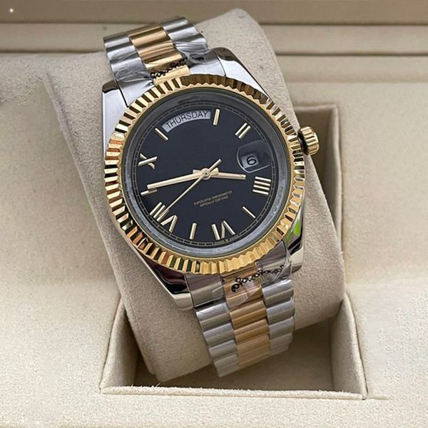 

mens watch lady watches classic automatic movement double calendar 904l 41mm stainless steel rose gold bracelet sapphire glass waterproof lu, Slivery;brown