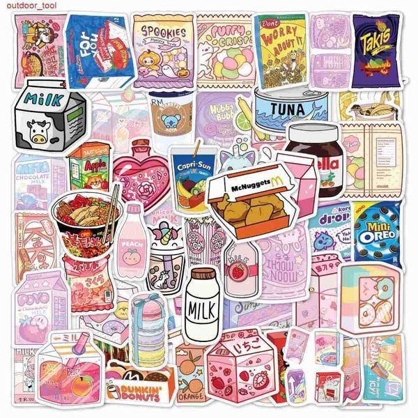 

new outdoor games waterproof 10/30/50/100pcs cute food packaging stickers aesthetic skateboard lapguitar luggage car sticker waterproof deca