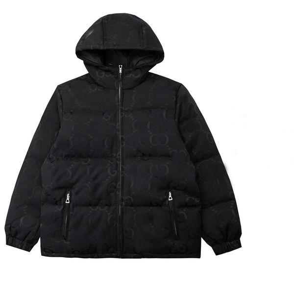 

the latest men's and women's outerwear jacket down jacket stand collar hooded class autumn winter short style dark grain old patte, Black