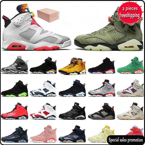 

2023 basketball shoes trainers sneakers travis infrared tech chrome with box new jumpman 6 6s womens mens hare 6 size 13