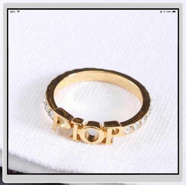 

2022 fashion designer gold letter rings bague for lady women party wedding lovers gift engagement jewelry with box19987, Silver