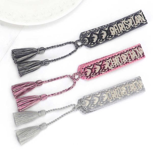 

fashion women's luxury bracelets brand d designer bangle jewelry embroidered word bracelet letter rope woven tassel simple trinket men, Golden;silver