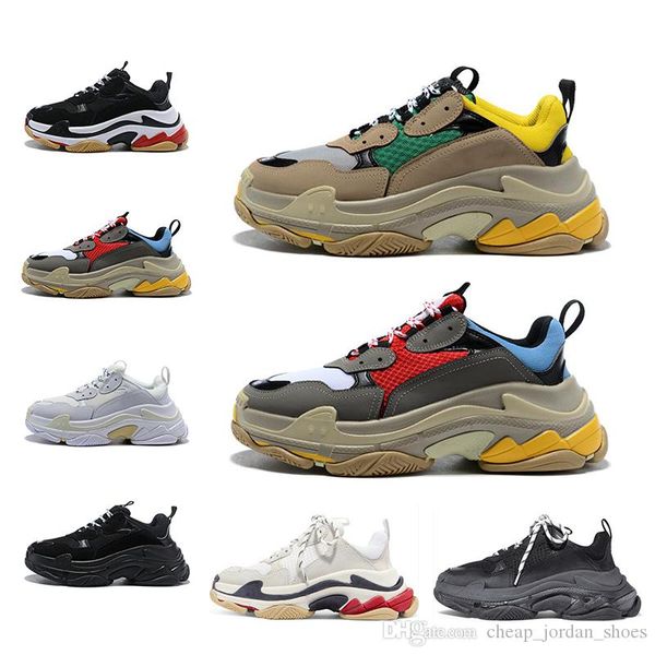 

with original box''balencaigas''designer shoes desiger paris triples s fashion sneakers for mens women white yellow blac, Black