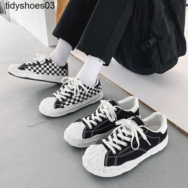 

young people's small crowd men's shoes maison mihara yasuhiro shell head canvas board versatile youth fashion shoes, Black