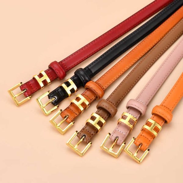 

new women leather thin belt letter h buckle fashion all-match small belt suitable for dress decoration, Black;brown