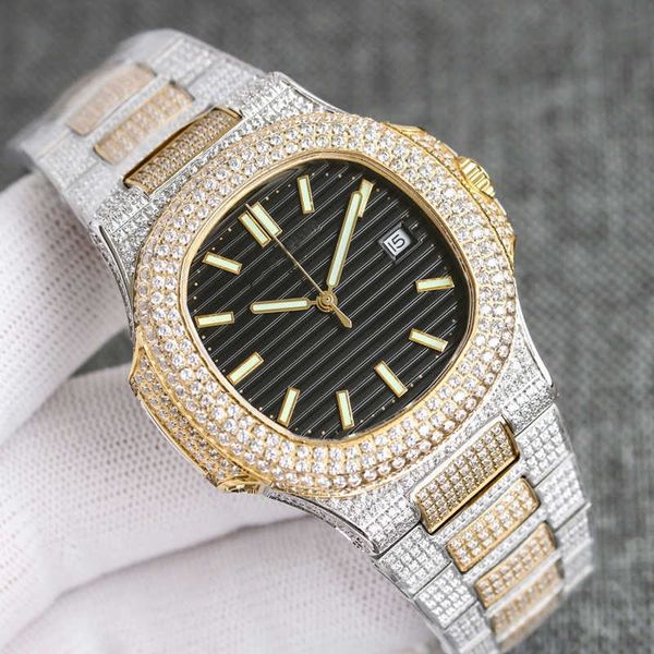

wristwatch diamond watch casual mens watch automatic mechanical wristwatch 40mm stainls steel strap sapphire life waterproof montre de luxe, Silver